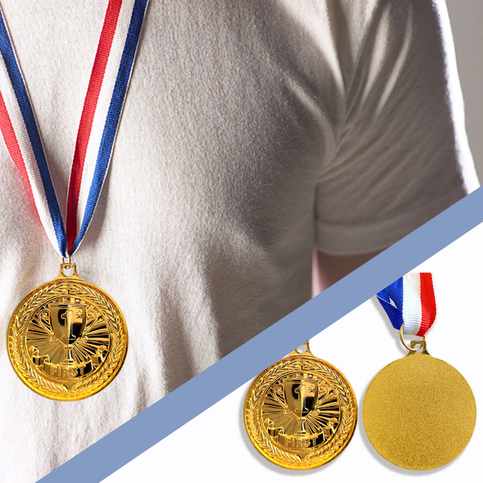 10Pcs Award Trophy Pattern Medal Zinc Alloy Awards Winner Medal Double Side Marathon Competitions Medal Commemorative Items