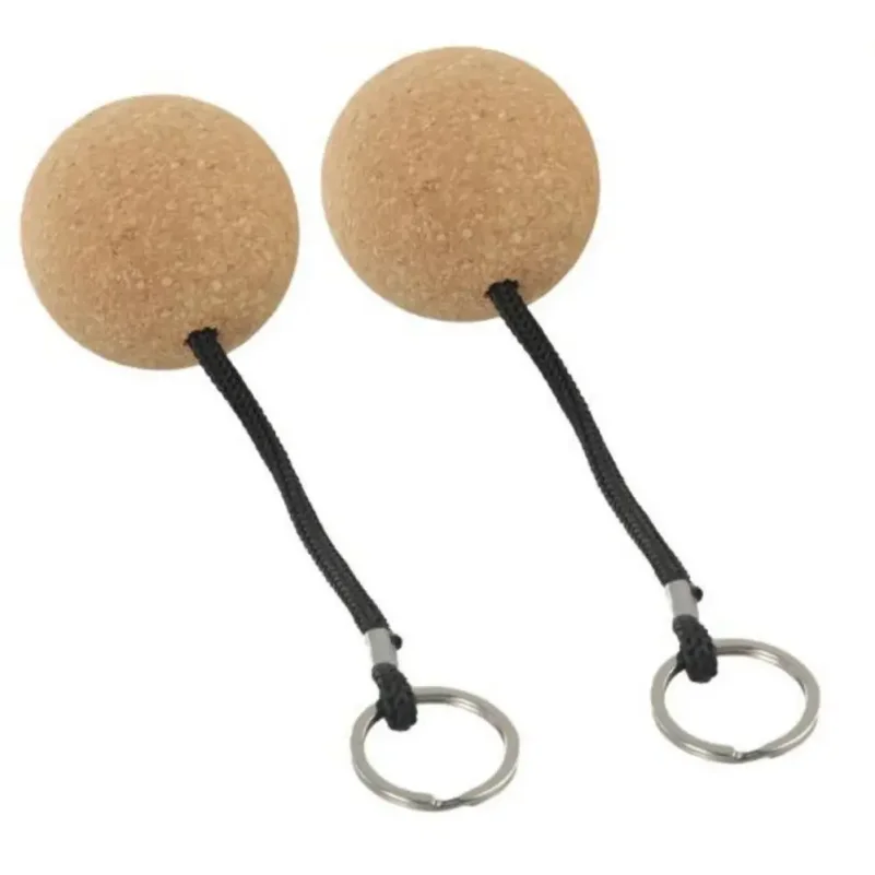 135mm Floating Cork Ball Key Ring Ultraweight 7 Colors Wooden Keychain Sailing Boat Float Buoyant Rope Keyring Kayak Accessories