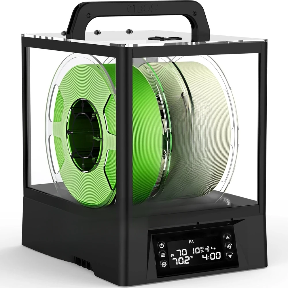 Auto-Humidity Hold & Extra Large Capacity for 3KG Spools, 1.75mm 2.85mm 3.00mm Nylon, PLA, TPU, 360° Surround Heating