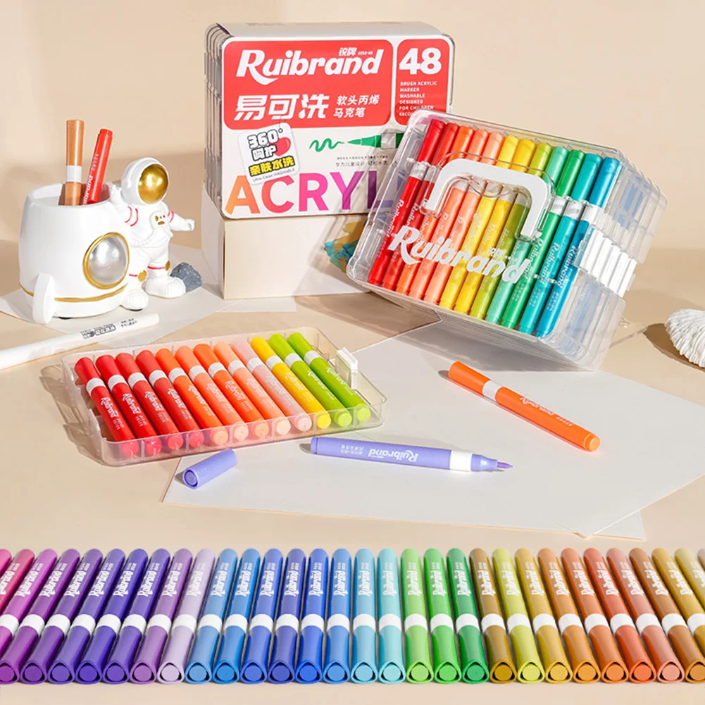

12/24/36/48/60/72/84pcs Acrylic Paints Markers Pens Set Washable Child-Safe Formulas Quick-Drying Drawing Pen For Kids Boys Girl