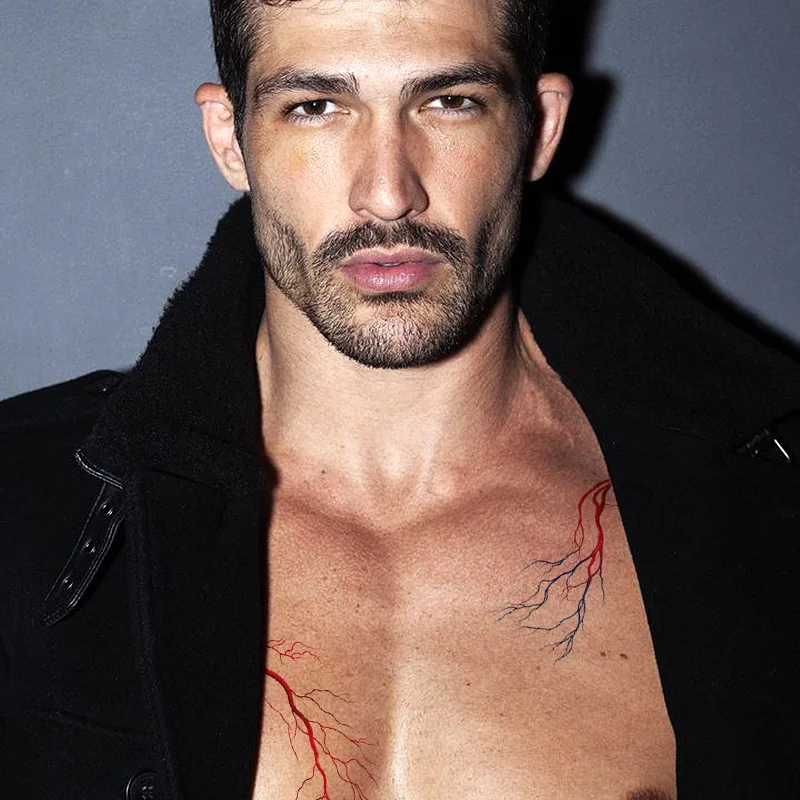 10pcs Halloween Blood Vessel Tattoo Stickers Waterproof Sweat Nervous System Lightning Shaped Temporary Tattoo Sticker