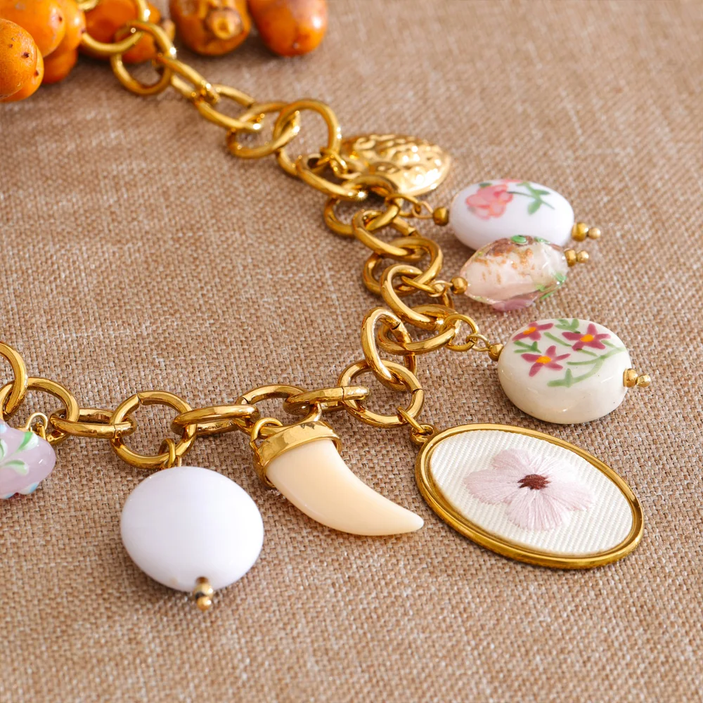 Yhpup 2026 Spring Summer Style Stainless Steel Collar Necklace Women Charms Flower Accessories Statement Jewelry Waterproof Gift