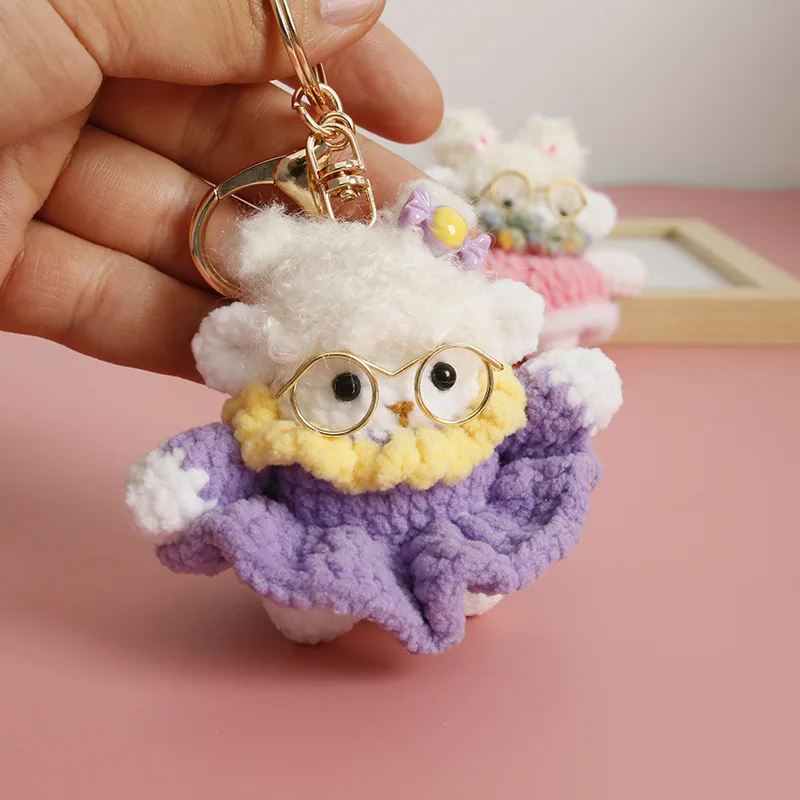 

Cute Sheep Doll Series Crochet Keychains For Bag Pendant Creative Sheep Doll For Car Keys Keyring Knitting Animal Pendant Gifts