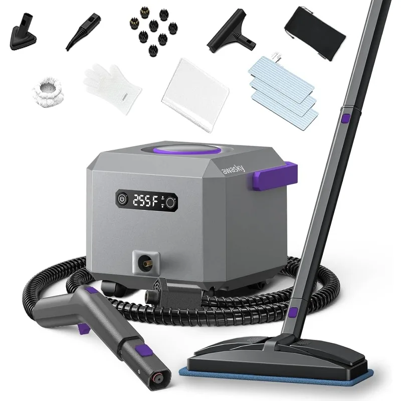 

Cleaner: 1650W, Fast 50-Sec Heat-Up-21-Piece Kit Refill Anytime-No Cooling-Detachable Hose Steamer Mop for Home Use Car Be