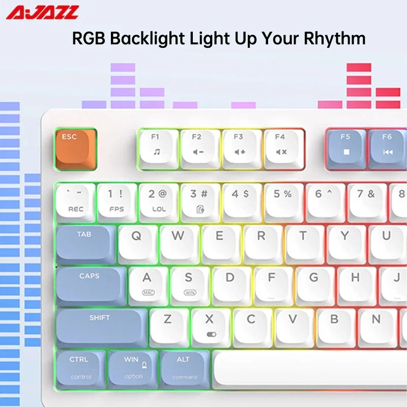 Imagem -06 - Ajazz-wired Teclado Mecânico para Jogos Retroiluminado Rgb Tela Lcd Colorida Ergonômico para Jogos Laptop pc Desktop 81 Teclas Akp815