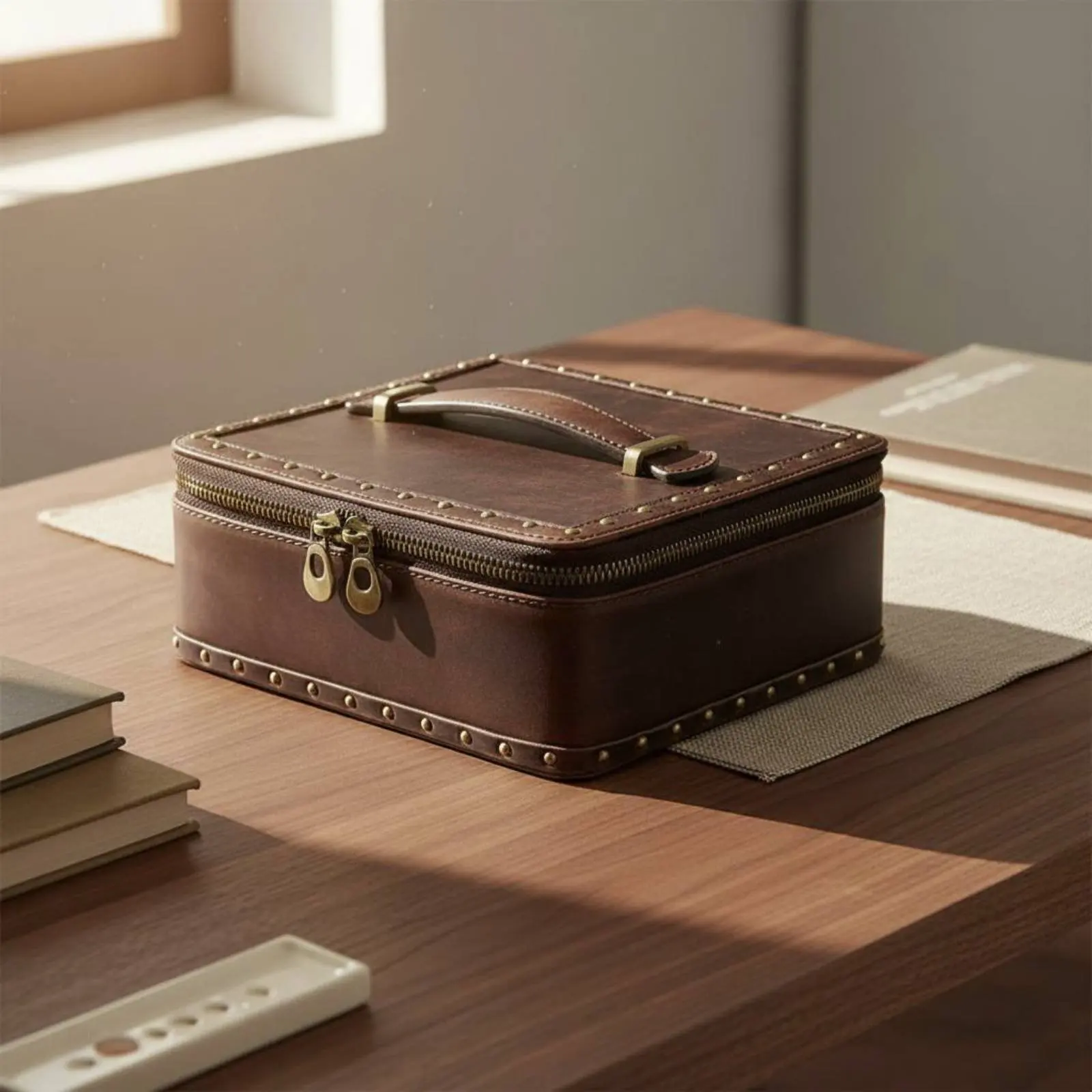 Vintage Leather Jewelry Box Scratch Protection Watch Jewelry Box Riveted Travel Case Shock Resistant Leather Watch Case