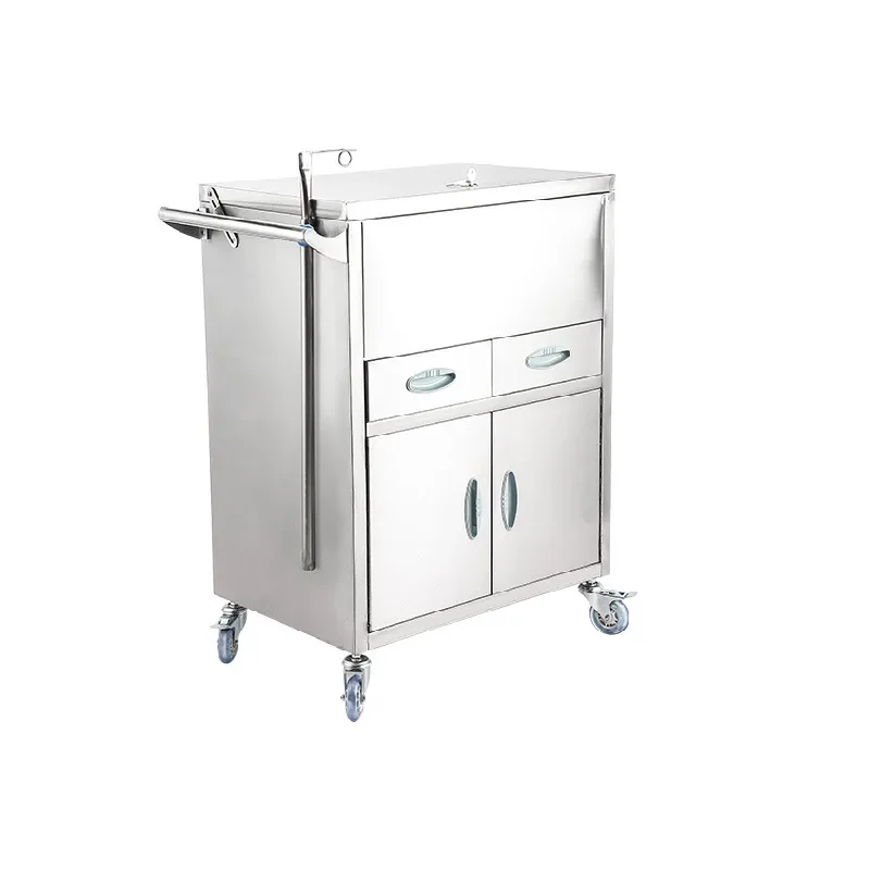 Stainless steel rescue truck, anesthesia drug delivery and infusion multi-functional drug cart, flip cover care trolley
