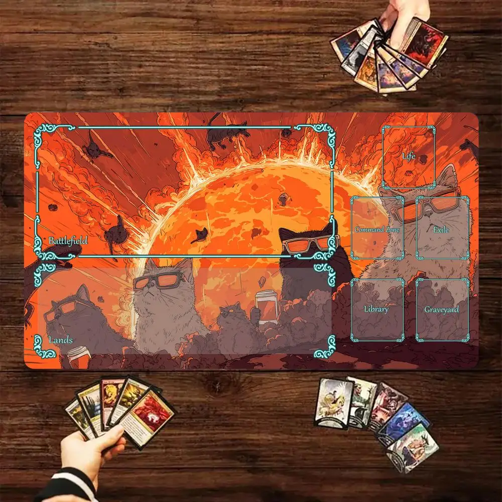 

Коврик для карточных игр Cyber-style Cool Cats Magic Card Battle Mat MTG, противоскользящая основа, 35x60 см, игровые коврики для TCG