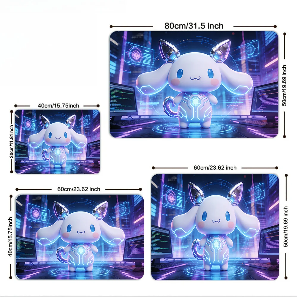 Futuristic Cyber Cinnamoroll Kitchen Drain Mat, Non-Slip Rubber Base, Washable Absorbent Dish Drying Pad