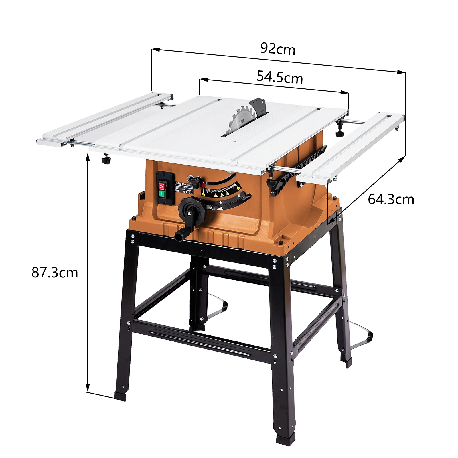 10 Inch Table Saw, 15A Multifunctional Saw With Stand & Push Stick, 90° Cross Cut & 0-45° Bevel Cut, 5000RPM, For Woodworking