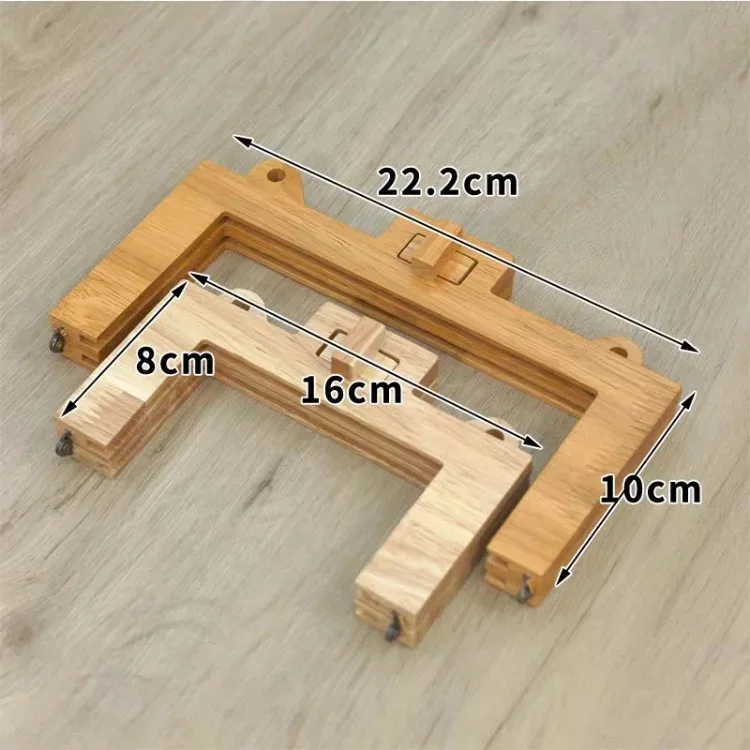 1Pc 16/22cm Wooden Bag Frame Handle Purse Making Bracket Square Clasp Frames for Handbag DIY Sewing Craft Accessories Parts
