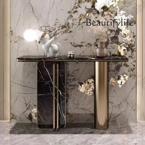 Italian high-end marble art entrance table against the wall