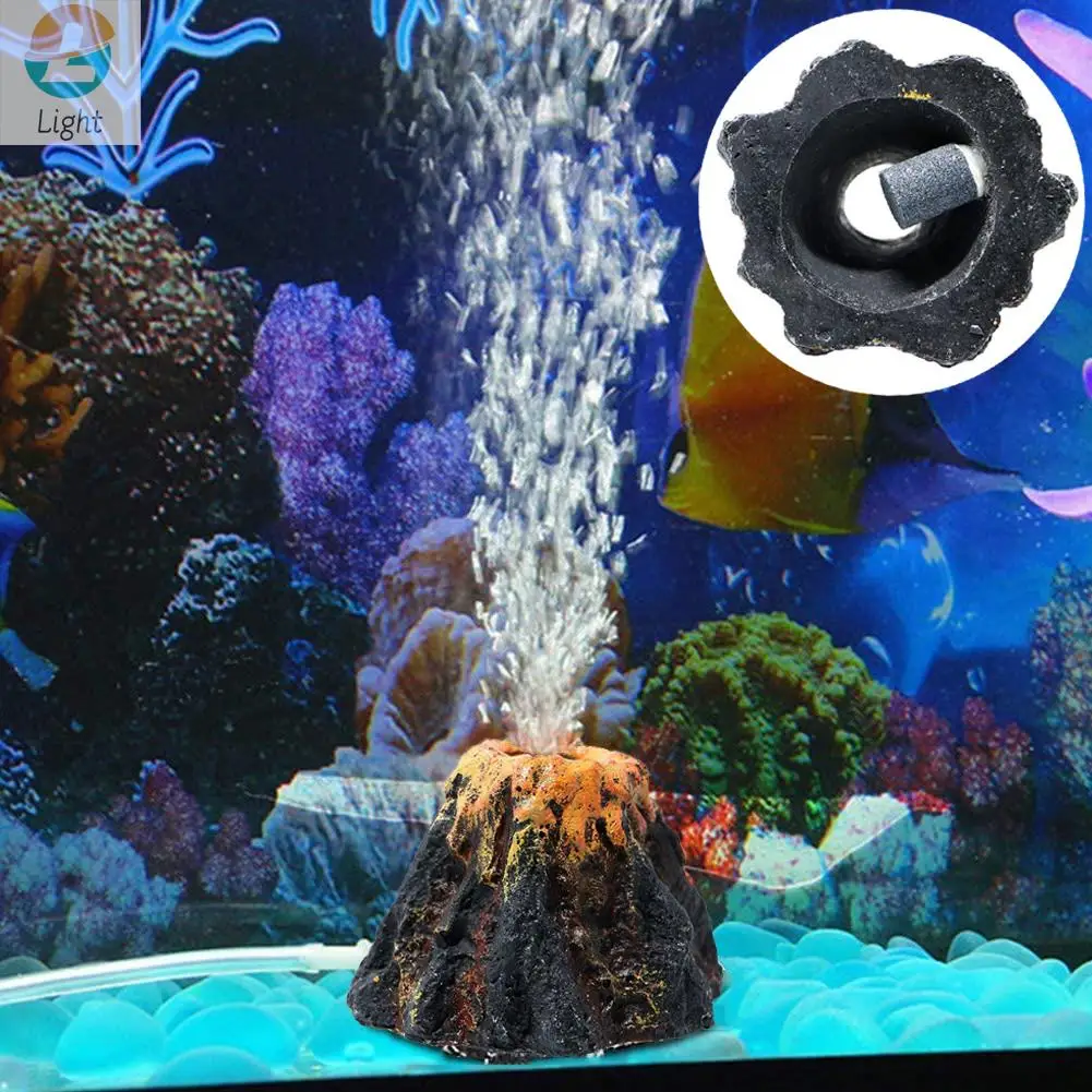 Volcano Shape Aquarium Air Stone Bubbler Realistic Volcano Fish Tank Oxygen Pump Accessories Aquarium Landscape Decor Ornament