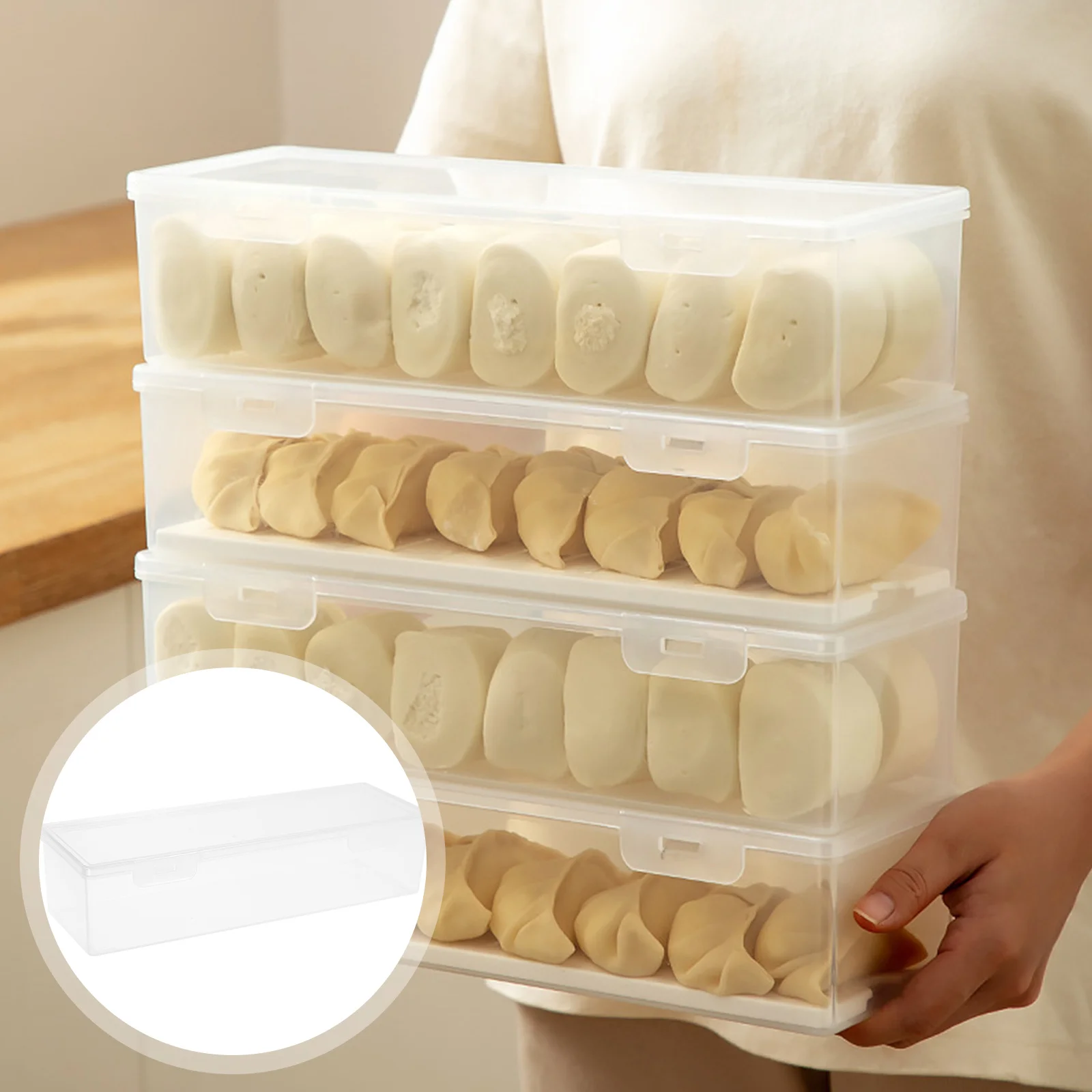 

Freezer Food Box 4-Piece Airtight Fridge Vegetable Storage Containers Stackable Kitchen Food Preservation Box Refrigerator