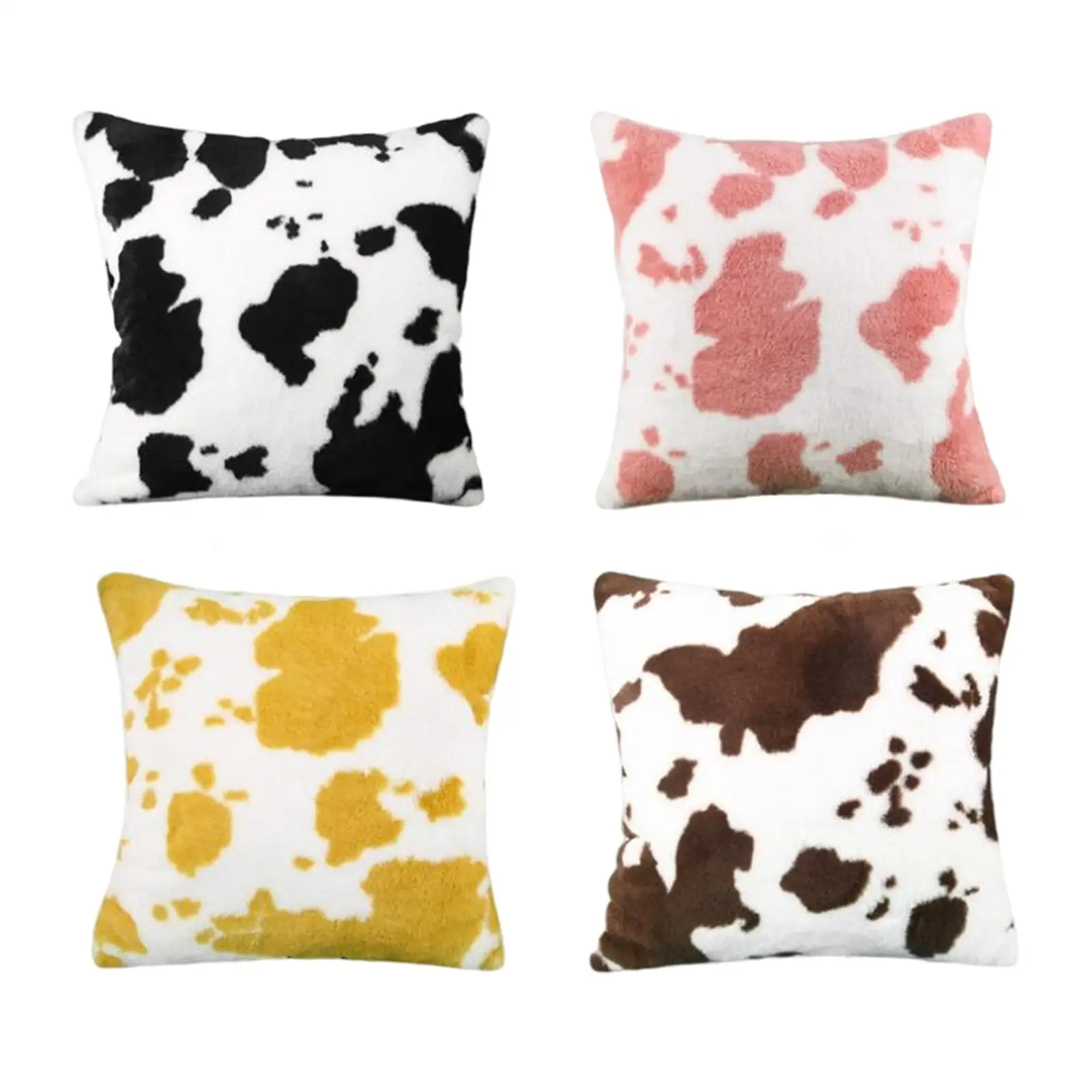 

Cow Pattern Printed 18x18 Inches Pillowcase Cushion Cover for Sofa Couch Short Plush Material Square Shop Decoration Soft