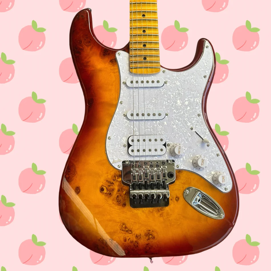 

ST Electric Guitar, Maple Groove Fingerboard, Double Tremolo Bridge, Chrome Hardware, 3 Pickups, Free Shipping