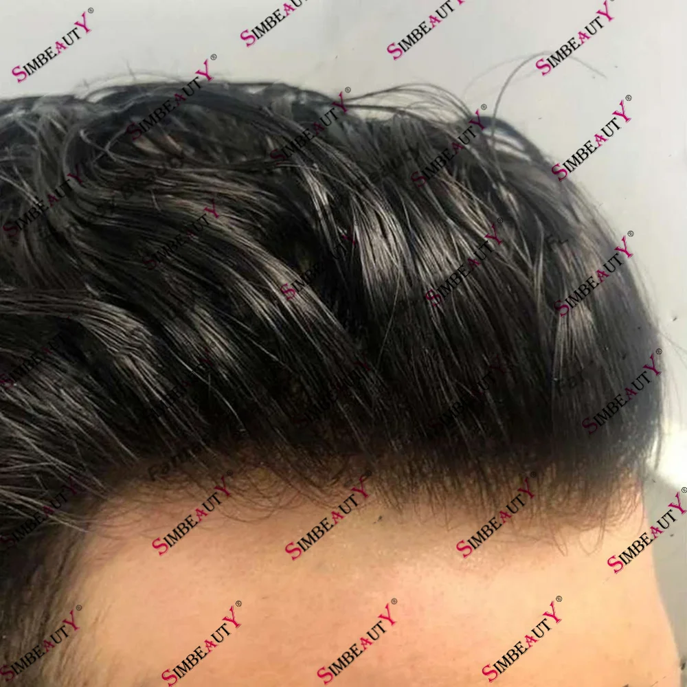 

Ultra Durable Male Human Hair 0.1mm Skin Base Remy Indian Hair Capillary Prosthesis System Pre Cut Natural Hairline Men's Toupee