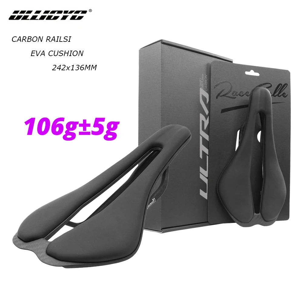 Vollcarbon-Shell-EVA-Fahrradsattel, hohl, bequem, atmungsaktiv, MTB/Straßenrennrad-Kissen, Carbon-Schiene, 7 x 9 mm, 136 x 242 mm