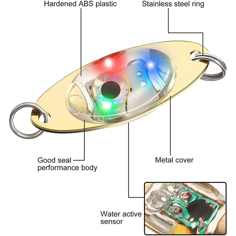 HOT-Señuelos de Pesca LED de 10 piezas, cucharas de pesca, luz de pesca subacuática intermitente de lubina, halubut, luz de arrastre profunda