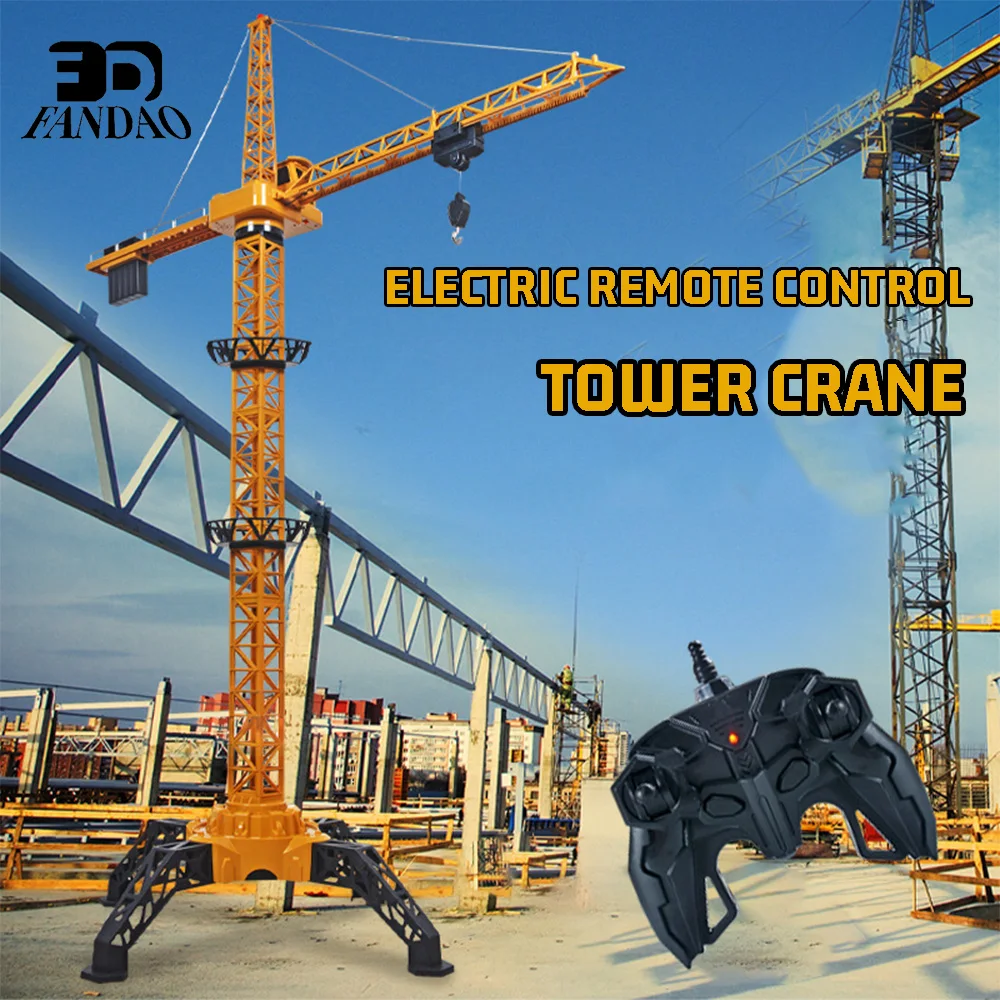 6 Channel RC Mega Tower Crane, 2.4GHz Remote Control Construction Site Toy Electric Tower Crane Model Toy for Kids Holiday Gifts