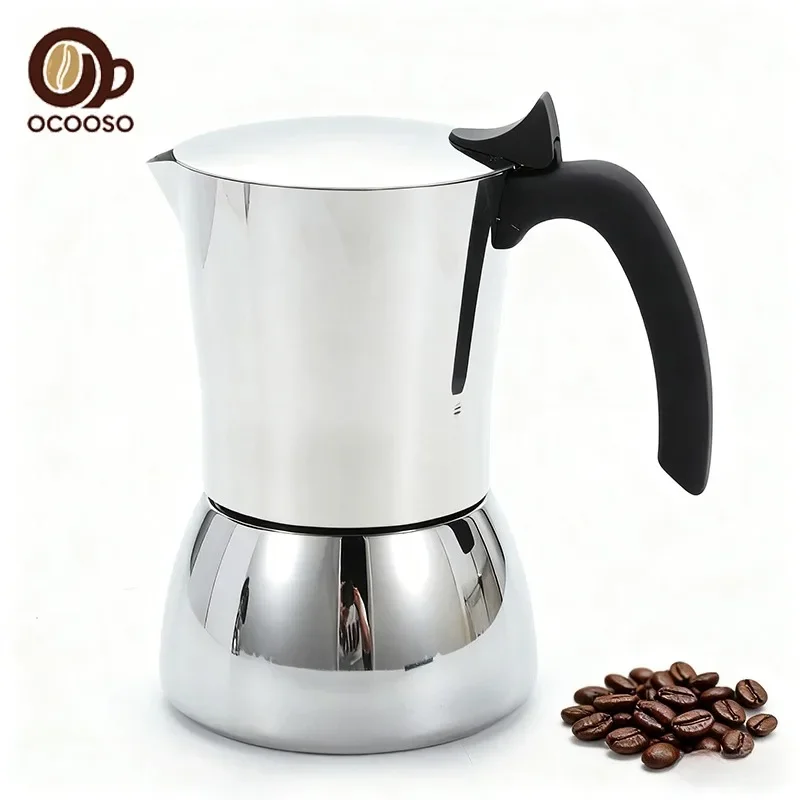 Stainless Steel Stovetop Moka Pot Espresso Maker Italian Coffee Percolator for Home Office Coffee Shop Camping Use