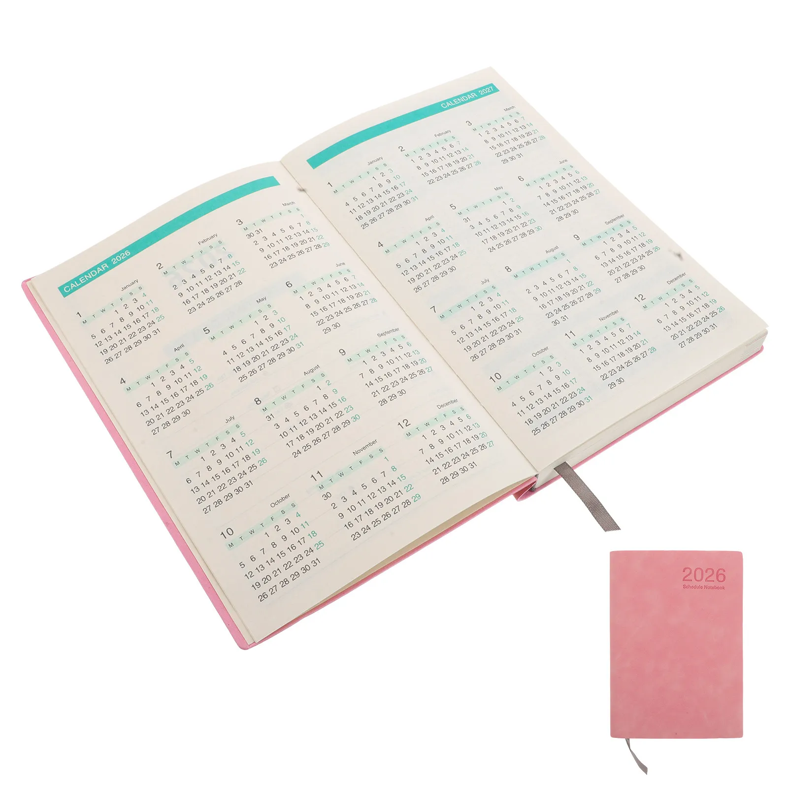 

2026 Daily Planner Notebook A5 - Smooth Writing Paper Portable Compact Schedule Planner for Student Work Office Travel Time