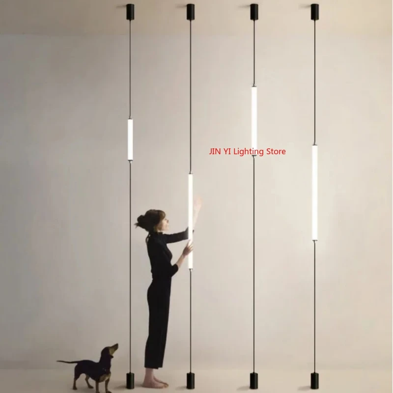 

LED Black Floor Lamp Acrylic Long Line Ceiling Lamp Living Room Decoration Bedroom Bedside Floor Lamp