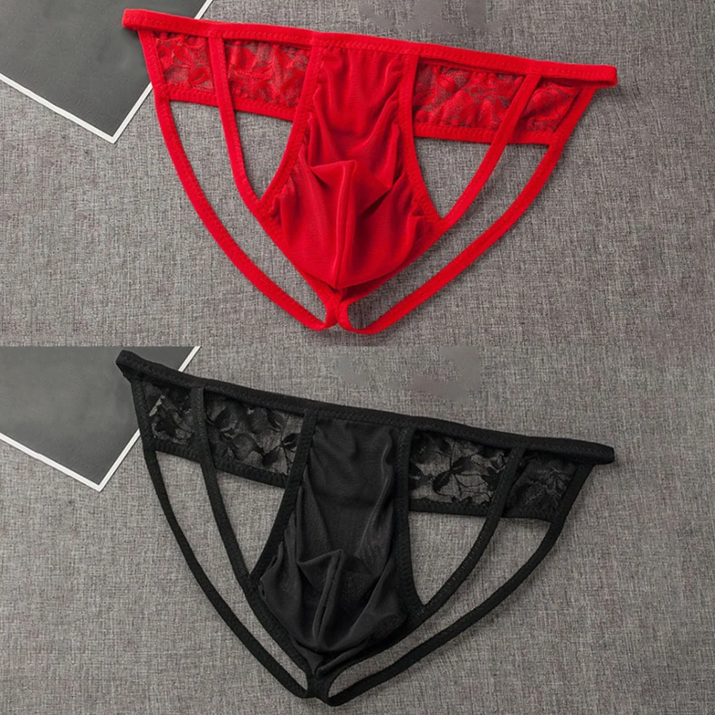 

Open Crotch Briefs Black Low Rise G Strings Daily Casual Wear Mesh Fabric Regular Clothing Length For Daily Wear