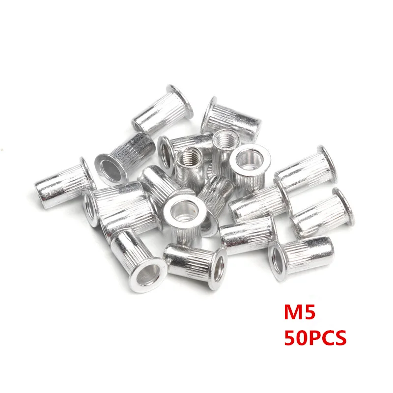 50pcs 20Pcs M3 M4 M5 M6 M8 M10 M12 Aluminum Alloy Rivnut Flat Head Threaded Rivet Insert Nutsert Cap Rivet Nut
