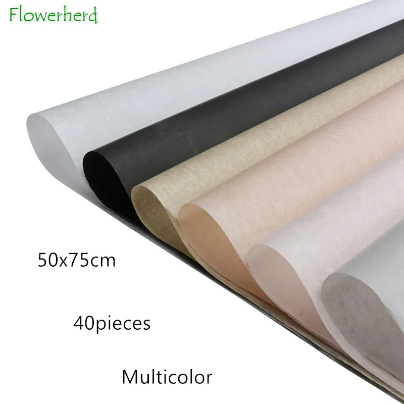 40pcs/lot 50x75cm DIY Tissue Paper Clothing Packing Flower Bouquet Wrapping Paper Gift Packaging Craft Papers Scrapbook Paper