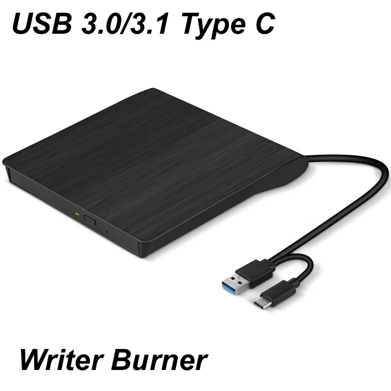 USB 3.0/3.1 Type C External Drive cable Portable CD DVD RW Drive Writer Burner Optical Player Compatible For Laptop Desktop iMac