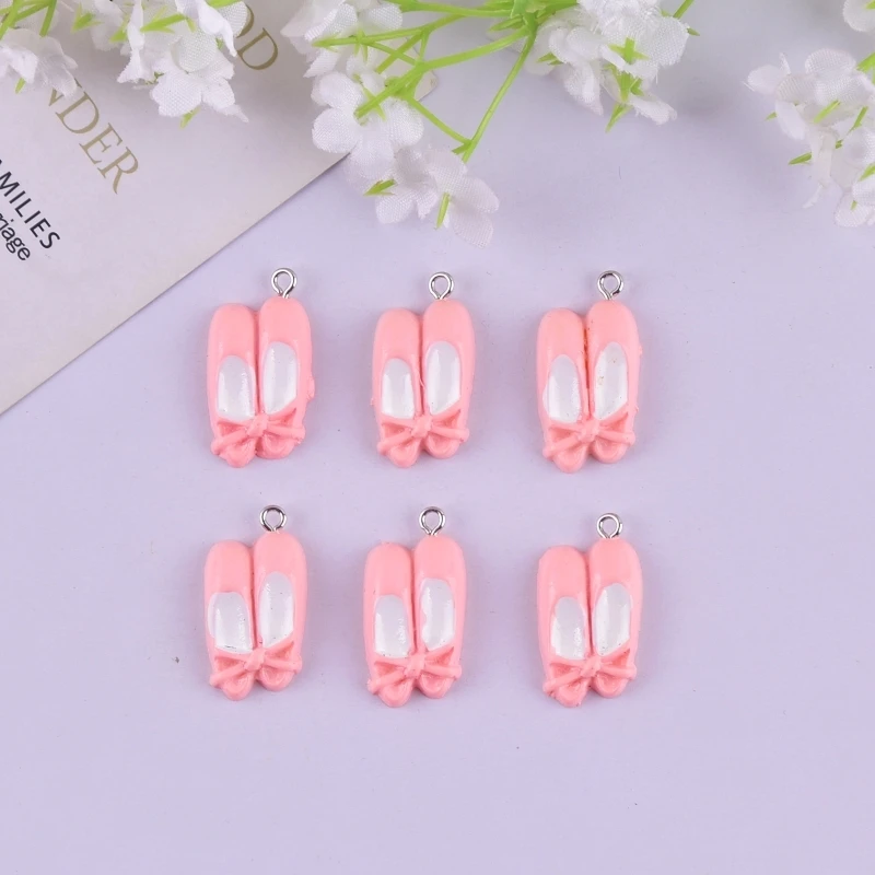 10pcs Bow Ballet Shoes Resin Charms for Earring Keychain DIY Decoration Fashion Jewelry Accessories