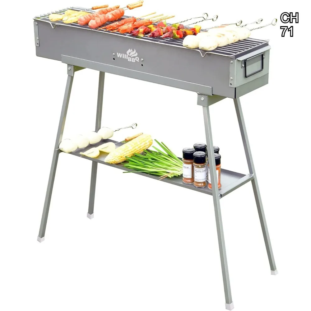 

Портативный складной угольный гриль для кемпинга, двора и приготовления пищи на открытом воздухе с двойным контролем воздушного потока