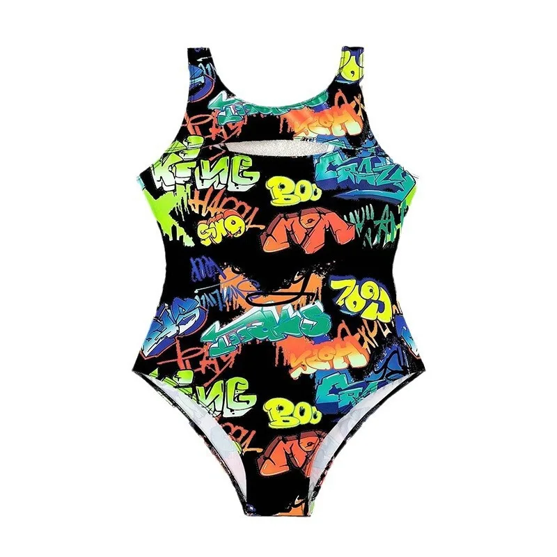 Huludao2024New Printed Conservative Beach Swimsuit Women's Skinny Slimming Yarn One-Piece Bikini