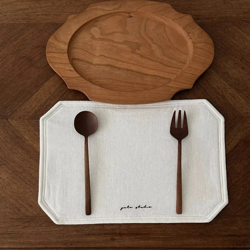 

100% Linen Placemats Retro Handmade Heat Resistant Dining Table Cloth Place Mats Kitchen Table Mats Placemats Natural Linen
