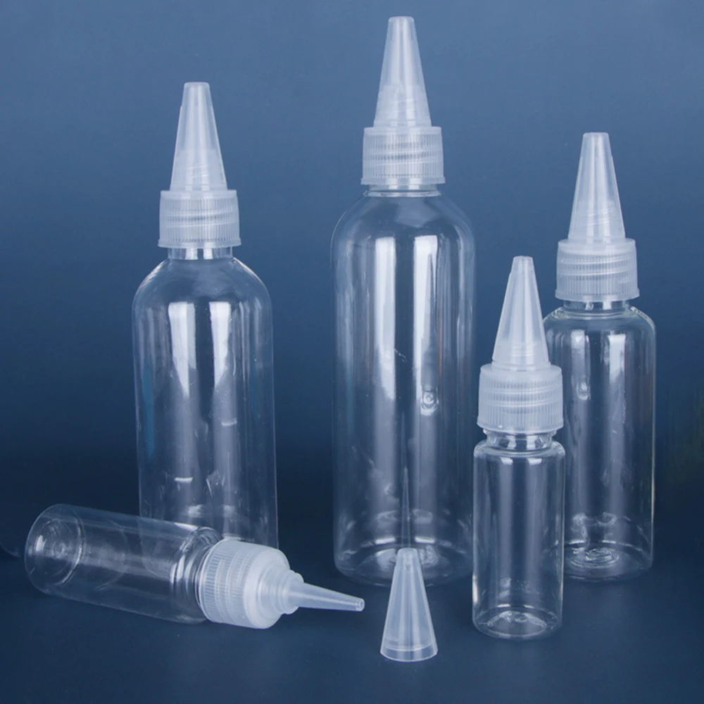 50/100pcs Empty Squeeze Bottles Plastic Applicator Bottle Clear Shampoo Lotion Oil Pigment Bottles Travel 15ml 30ml 50ml 100ml