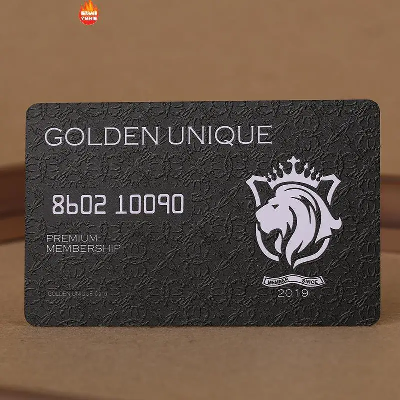 Custom PVC Embossed Card Inkjet Brushed Gold Silver Laser Card Custom High-end Membership Card Black Card Black Material VIP
