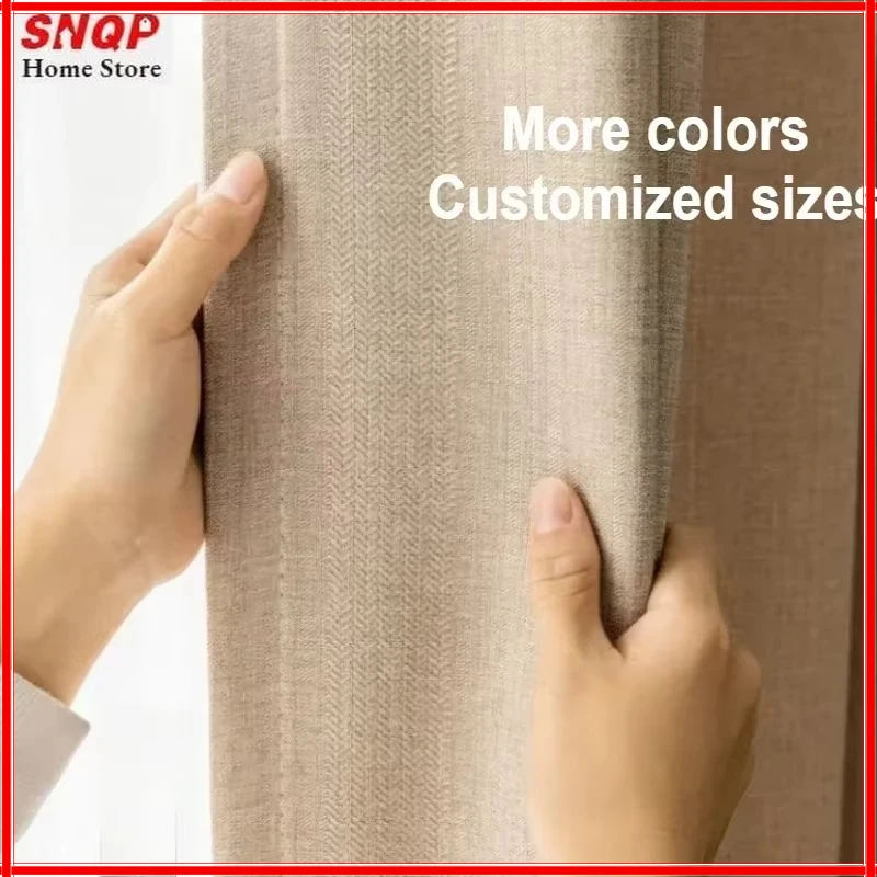 

Japanese Cotton Linen Thick Beige Blackout Window Curtains for Living Room Bedroom Dining Decor White Tulle Elegant Custom Decor