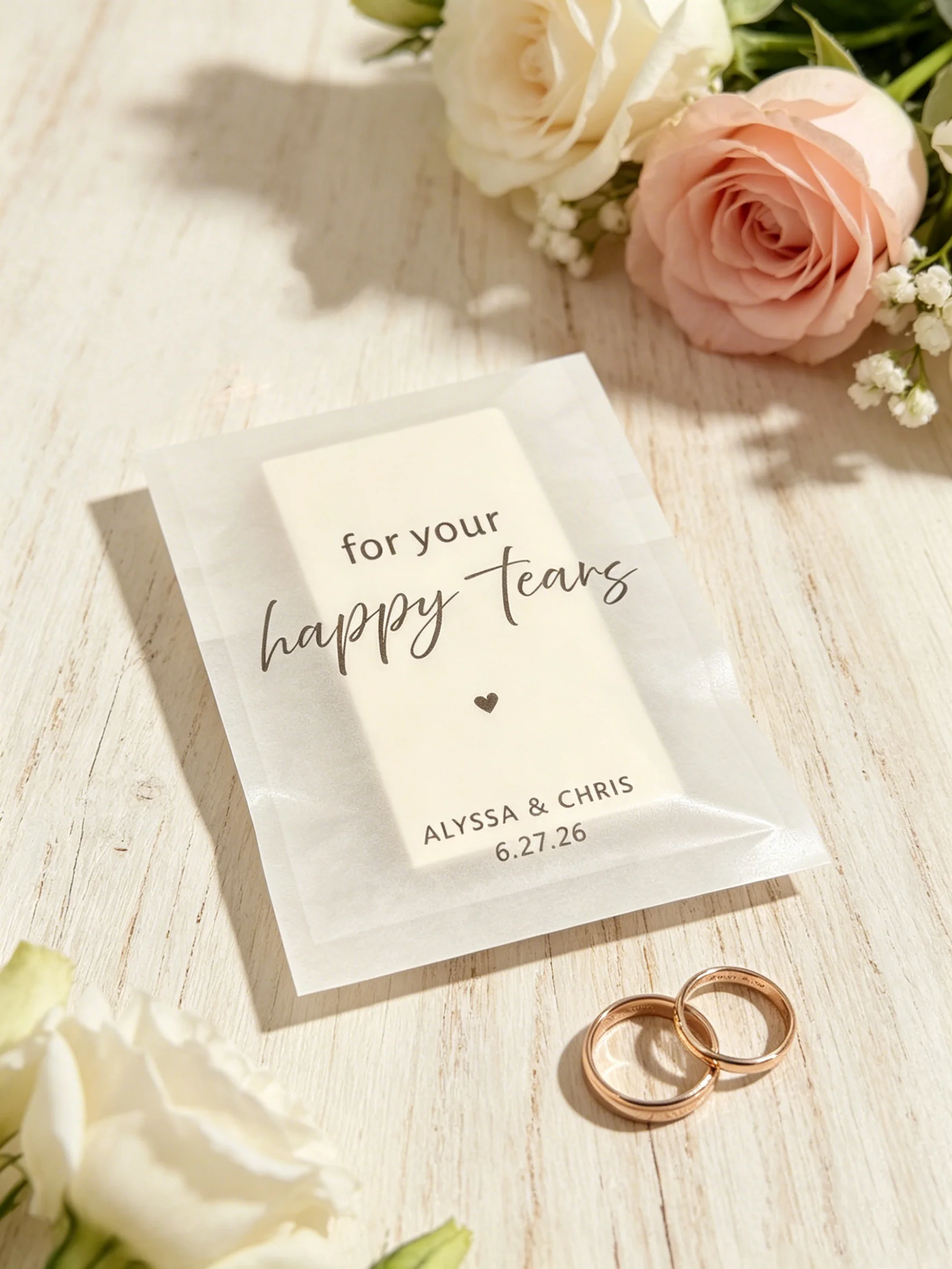 

Personalized Happy Tears Wedding Favor Bags Custom Guest Gift Pouches Romantic Wedding Reception Party Supplies