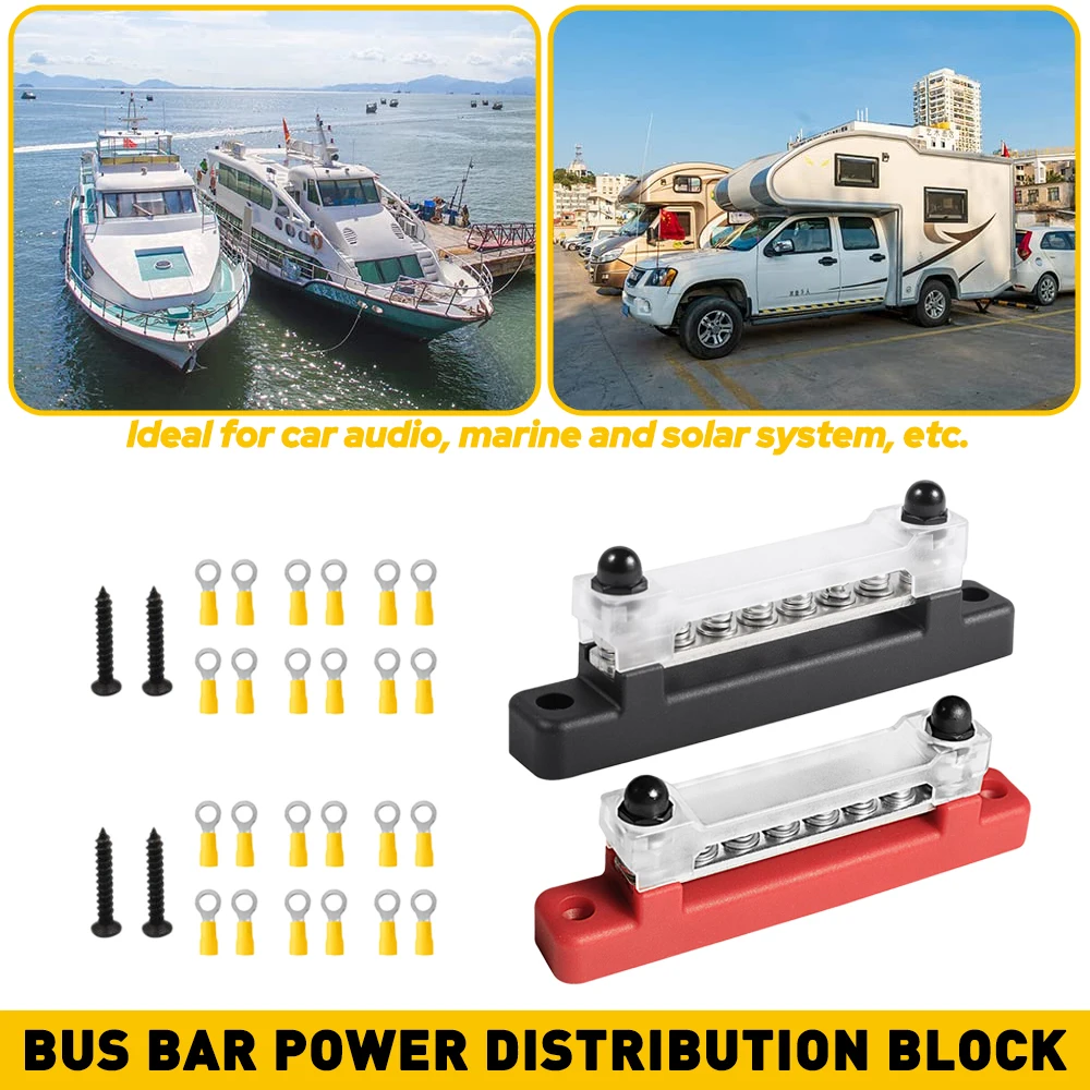 

2 шт., 12 клеммных колодок и крышек шины, 12 В, распределительная шина, автоматическая мощность лодки, макс. 150 А, 48 В постоянного тока, положительный, отрицательный для авто