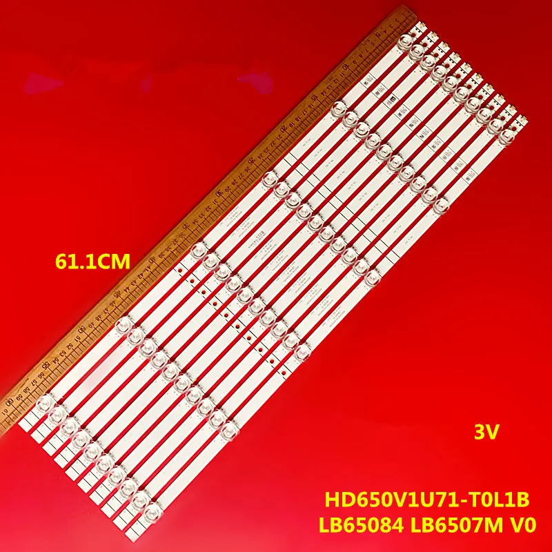 10pcs Hisense H65b7100 Led Backlight Strips Full Set Replacement lb6507m e469119 94v-0 LB6507M V0 HD650V1U71-T0L1B