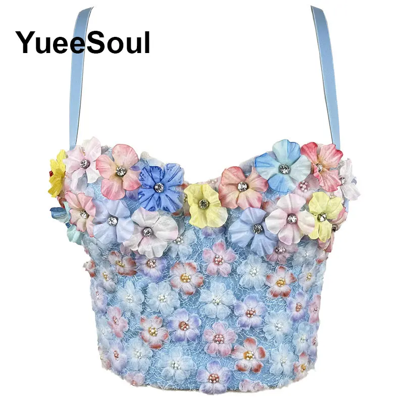 Blue Crop Tops Luxury Wedding Party Club Beach Women Tank Top 2026 Summer New Y2K Sweet Cute Sexy Corset Bustier Streetwear