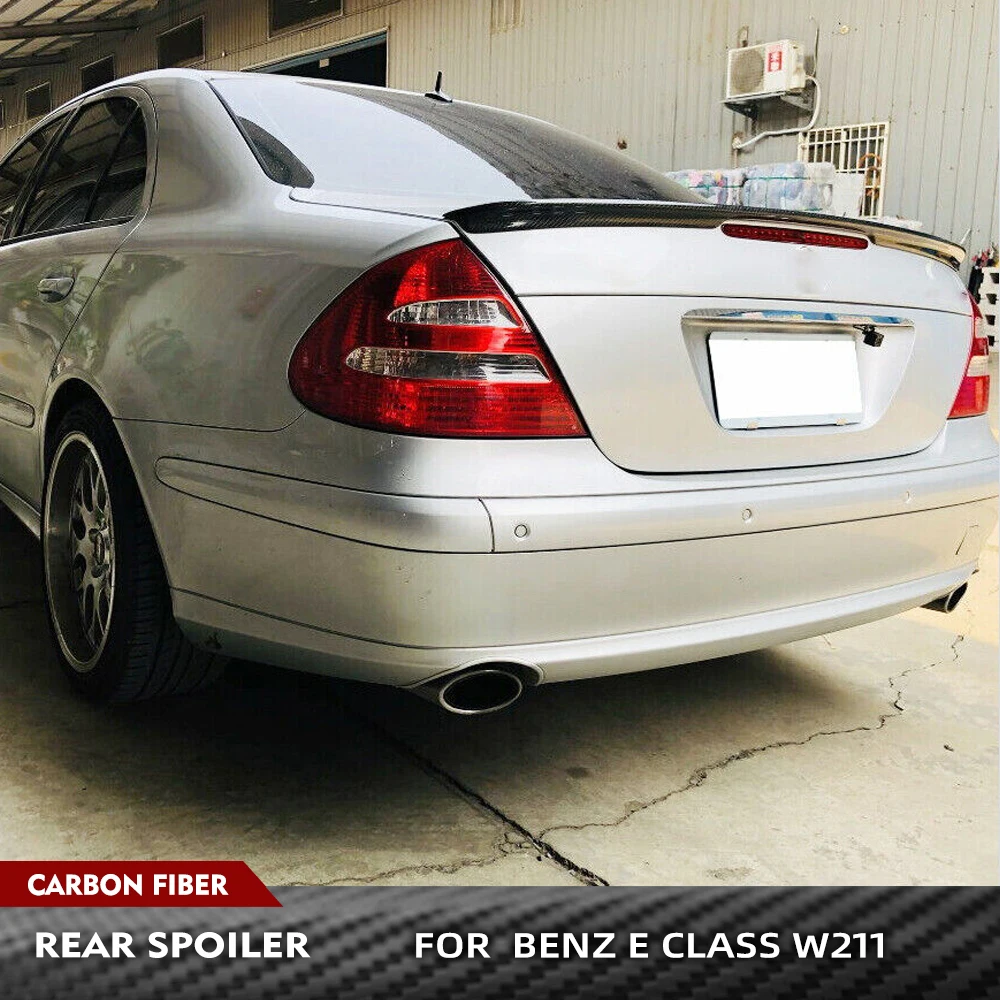 Car Rear Spoiler For Mercedes W211 Carbon Fiber Rear Wing Spoiler Trunk Boot Lip Spoiler for Benz E class 2003 - 2009 E320