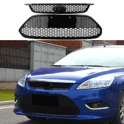 Car Radiator Front & Lower Grille Bumper Honeycomb Gills For Ford Focus Hatchback 2013-2015/ Sedan 2009-2015 Glossy Black