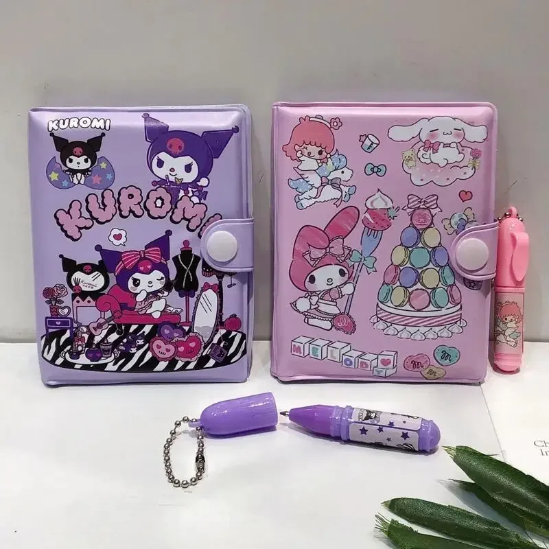 Набор ежедневников Sanrio Kuromi, милый мультфильм Cinnamoroll My Melody MIini, портативные школьные принадлежности, модные канцелярские принадлежности, праздничные подарки