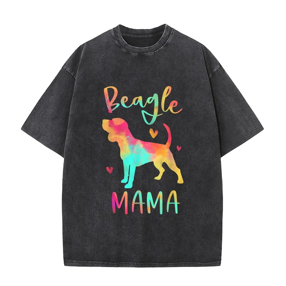 Beagle Mama Colorful Gifts Dog Mom T-Shirt Top Y2k Clothes Autumn Daily Life Style Short Sleeve Graphic Tee Puppy Fan Round