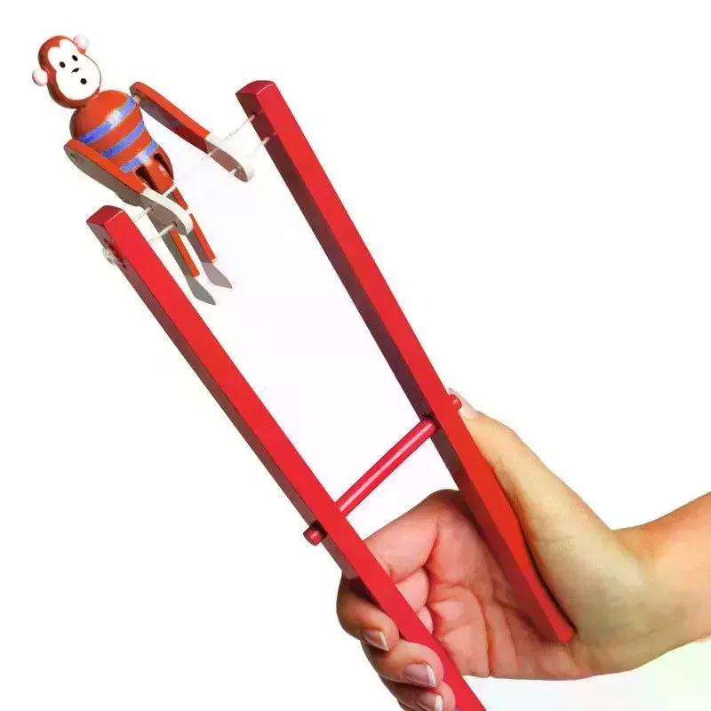 1Pcs Wooden Acrobatic Monkey On Bars Pull String Action Toy Creative Stress Relief Fidget Toys Fun Gifts For Kids Birthday