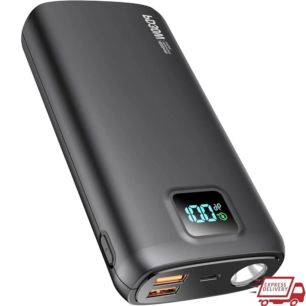 Portable Charger 40000mAh Power Bank QC 4.0 PD 30W Fast Charge USB Type-C Dual USB LED Display Flashlight