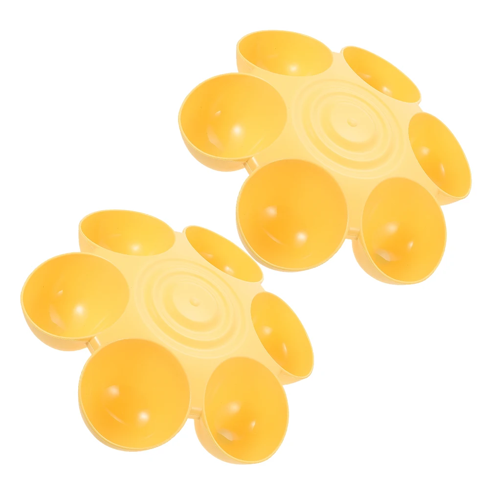 

2Pcs Petal Shaped Cat Dog Bowl Flower Design 6Petals Feeder NonSkid Plastic Durable Yellow Color Pet Supplies