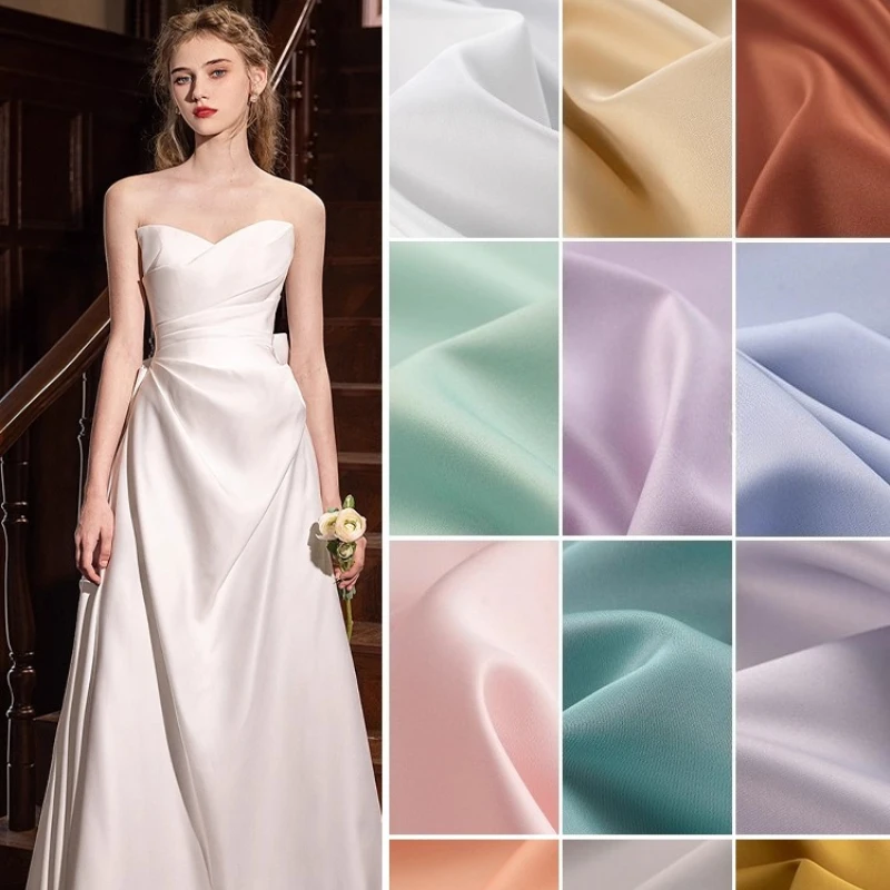 Double Sided Matte Satin Curtains Fabric Home Sewing Handmade Wrinkle Resistant Dress Trench Coat Culottes Fall Crafts Materials